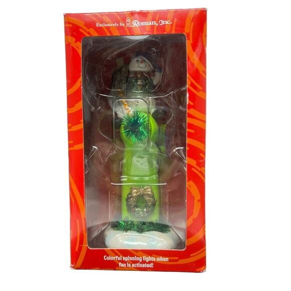 Roman Inc Fan-Tasticks Snowman with Spinning Fan Lights 1990's Christmas Holiday - Picture 5 of 16